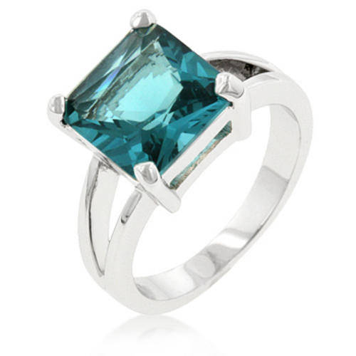 **Stunning**4ct Aqua cz dress ring**