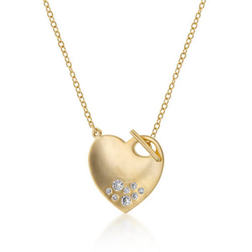 14k Gold Bonded Necklace***cz accented Heart Charm**