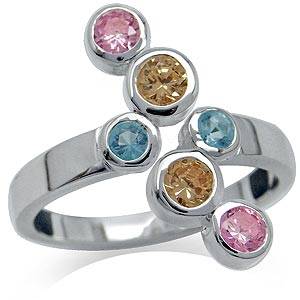 **NEW ARRIVAL**STUNNING Multi Color*925 Sterling Silver*Modern Ring - SIZE 8.5
