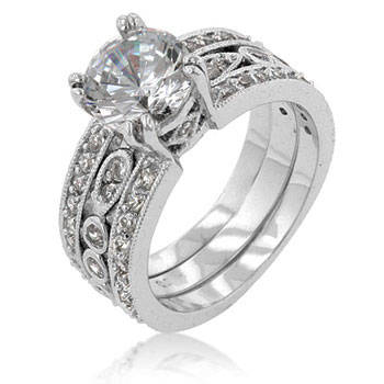 **NEW**Dazzling Queen Anne two Piece Simulated Diamond Wedding set