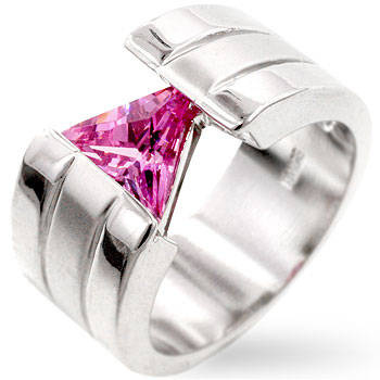 1.00 ct Pink ice trillian shape cz dress ring Size 6-10