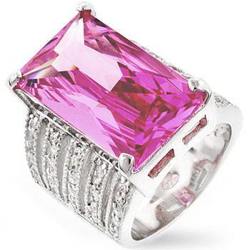 **925 Sterling Silver**Show Stopper**Gorgeous Pink Ice cz Dress Ring**Size 6**