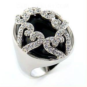 Black Onyx Cocktail Ring Size 8-10