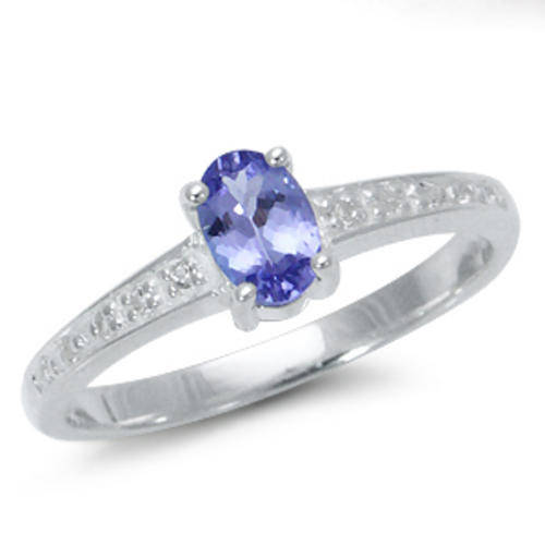 925 Sterling Silver** Authentic 0.52ct Tanzanite Engagement Ring** Size 8**