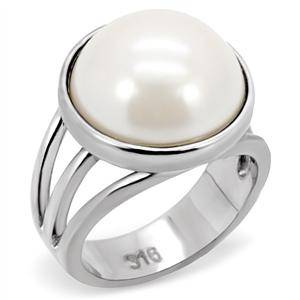 **Magnificent**Stainless Steel**Synthetic Pearl Cocktail Ring***Size 5-10**