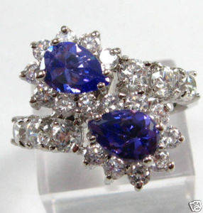 **GORGEOUS**SHOWSTOPPER!!**Simulated Amethyst & Diamond Dress Ring**