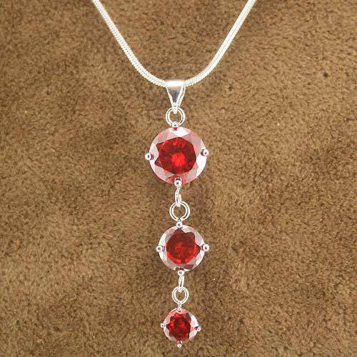 **EXQUISITE**Simulated Red Ruby Round Cut CZ Pendant**