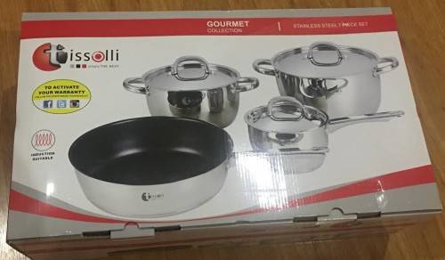 Brand New Heavy Bottom 7 Piece Gourmet Stainless Steel Induction Cookware Set