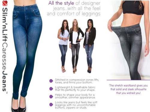 NEW Slim N Lift Caresse Jeans Skinny Slimming Body Shaper Jeggings Shapewear Tights M/XL