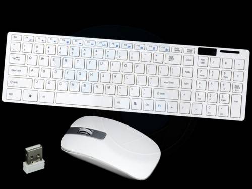 Optical Wireless Ultra Thin White Keyboard with Cover and Mouse USB Receiver Kit for PC