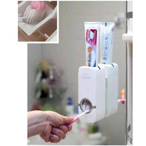 Automatic Toothpaste Dispenser with 5 Toothbrush Holder Wall Mounted Bathroom