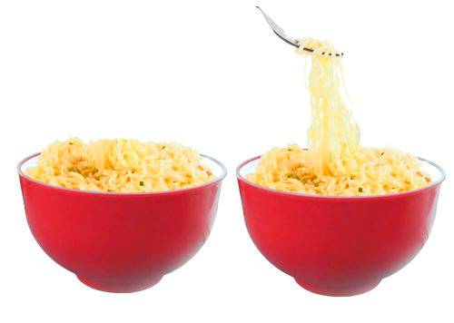 Set of 3 Melamine Bowls 2 Tone Tableware 1 Litre 15.5cm each Red Color