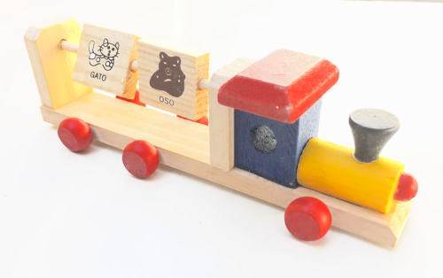 Set of 2 Wooden Toy Educational Trains Toddlers Alphabets Combo