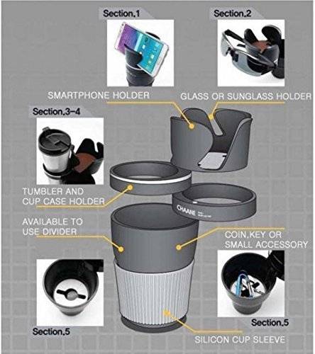 5 In 1 Car Cup Holder for Phone Glasses Versatile Storage Locker