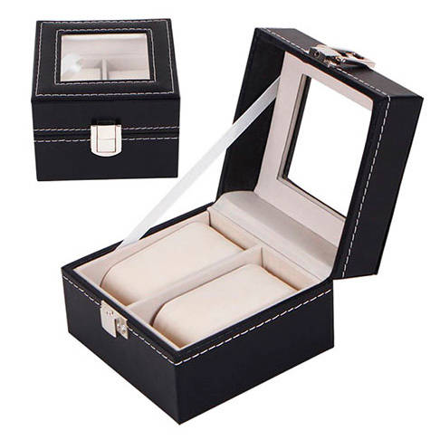 2-Compartment Wrsit Watch Case Storage Display Box