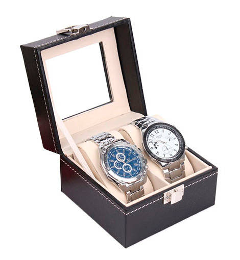 2-Compartment Wrsit Watch Case Storage Display Box