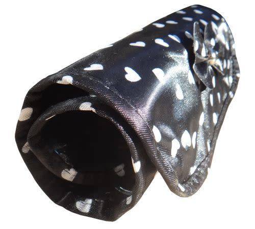 New 12pc MAKE UP BRUSHES SET WITH ROLL UP CARRY CASE - Black & Pink