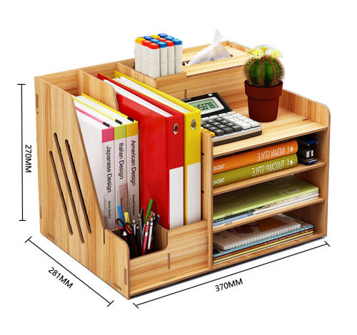 Multi-function Desktop Organizer Wooden Storage Box