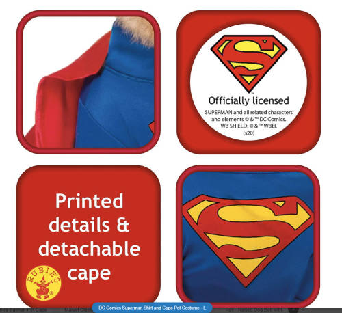 DC Comics Superman Shirt and Cape Pet Costume - L