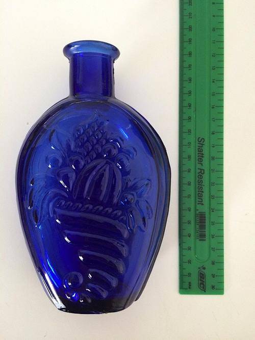 Decorative blue glass bottle
