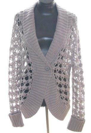 JENNI BUTTON - Open Knit Shimmer Cardigan - Size: 34/36