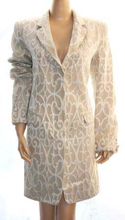 JENNI BUTTON Italian Jacquard Trench Coat - Size: 34