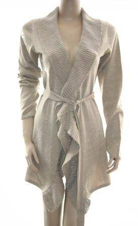 JENNI BUTTON - Gold Lurex Frill Cardi - Size: 34