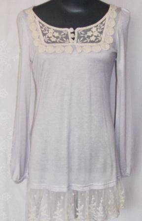 Soft Cotton Jersey Lace Tunic - Size: 32