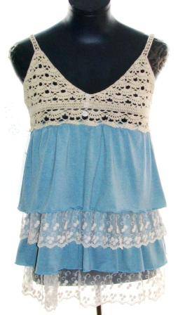 Adorable Lace Tiered Babydoll Tank Top  - Size: Medium
