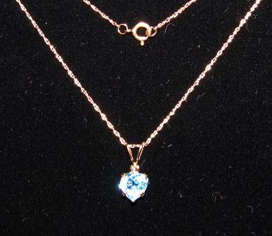 9ct Solid Gold Topaz Pendant & Chain