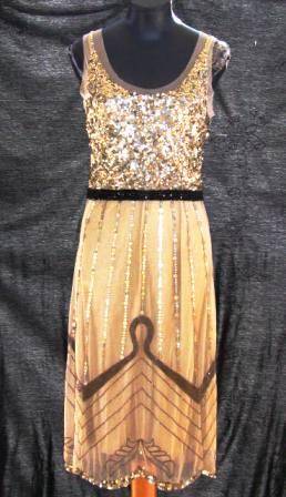 JENNI BUTTON Designer Sequine/Beaded Slip Dress - Size: 34