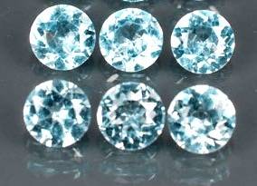 GLITTERING ICE BLUE TOPAZ GEMS - (6)  WEIGHT 2.86CT