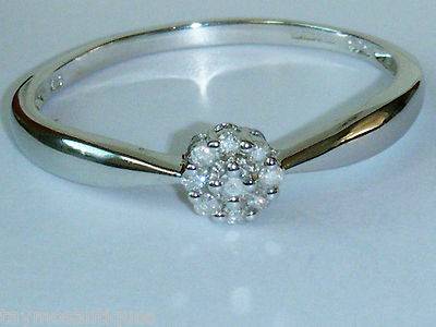 STUNNING 9CT SOLID  WHITE GOLD RING WITH .150 CT DIAMONDS size 9