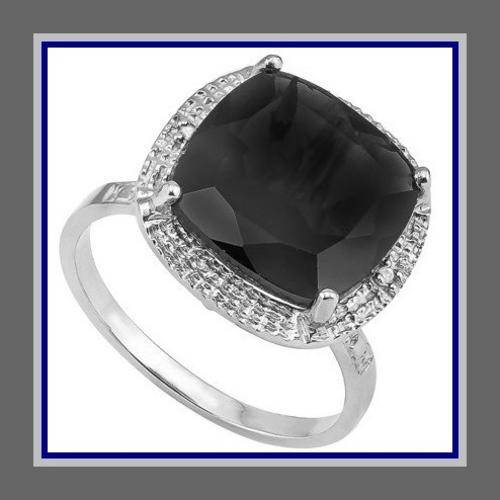 LOVELY  SAPPHIRE AND DIAMOND  RING SET IN SOLID .925 STERLING SILVER