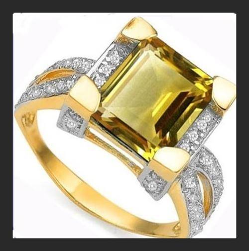 STUNNING SOLID .925CT STERLING SILVER/14CT GP WITH CITRINE AND DIAMONDS