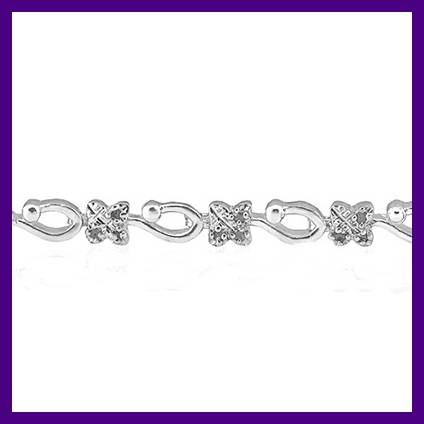 LOVELY SOLID 0.925 STERLING SILVER BRACELET WITH 48 DIAMONDS 0.278CT