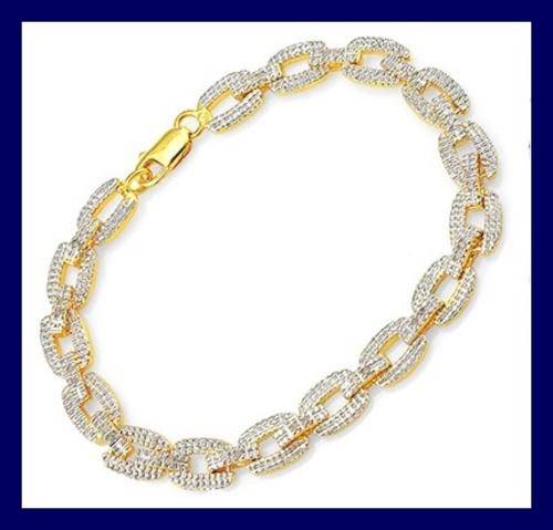 LOVELY SOLID 0.925 STERLING SILVER BRACELET WITH 30 DIAMONDS 0.320 CT