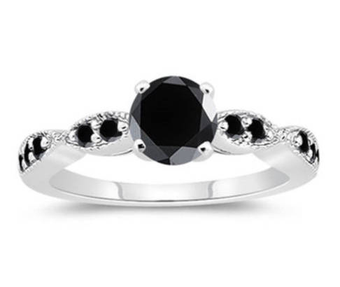 Charismatic 1 carat Black Moissanite Diamond on 925 Sterling Silver!