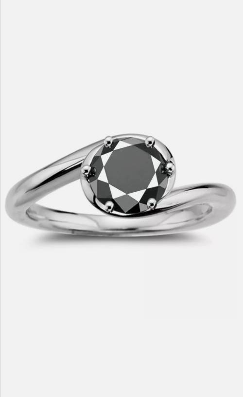 Enchanting 2.67 Ct Black Moissanite Diamond Solitaire 925 Sterling Silver Ring