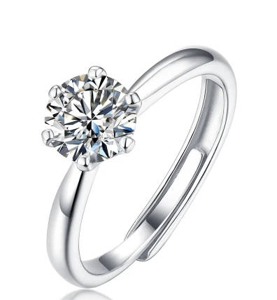 Elegantly enchanting 1carat Moissanite Diamond Solitaire on 925 Sterling Silver adjustable Ring