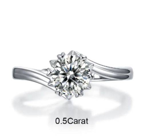 Charming 0.5CT Moissanite Diamond on 925 Sterling Silver Adjustable Ring