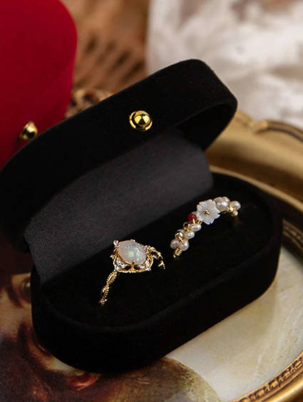 Black Oval Shaped Ring Storage Box