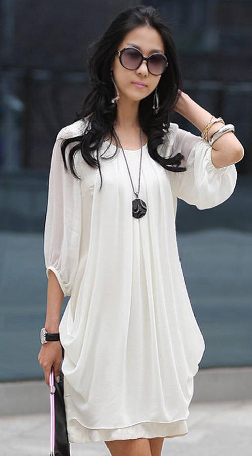 A Must Have Elegant Chiffon Long Sleeve Spring Dress!