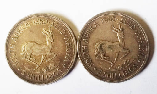 2 x 1950 Crowns (5 shillings)