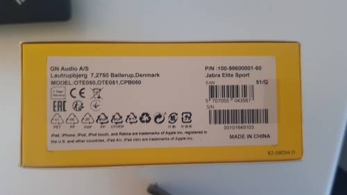 Brand New!!! Jabra Elite Sport True Wireless Sports Earbuds -Black -Still sealed in box