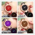1 piece starry women wamen brand crystal wriswatch ladies females clock watch  colour brown