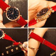 1 piece starry women wamen brand crystal wriswatch ladies females clock watch  colour brown