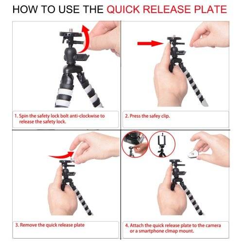 Fantaseal DSLR Camera + Action Cam Mini Tripod 2-in-1 Flexible Stand Tripod for GoPro