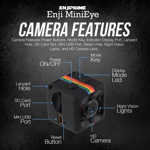 Enji Mini Eye Spy Camera, Hidden Camera, Nanny Cam, Mini Camera