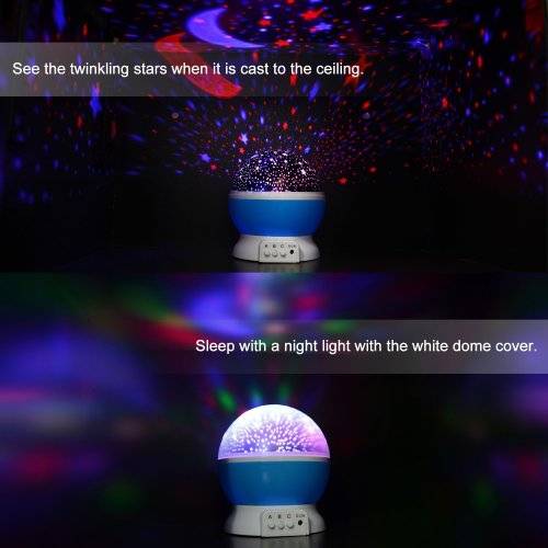 Night Lighting Lamp, Star Light Rotating Projector, 4 LED Bulbs 8 Modes for Children Kids Bedroom